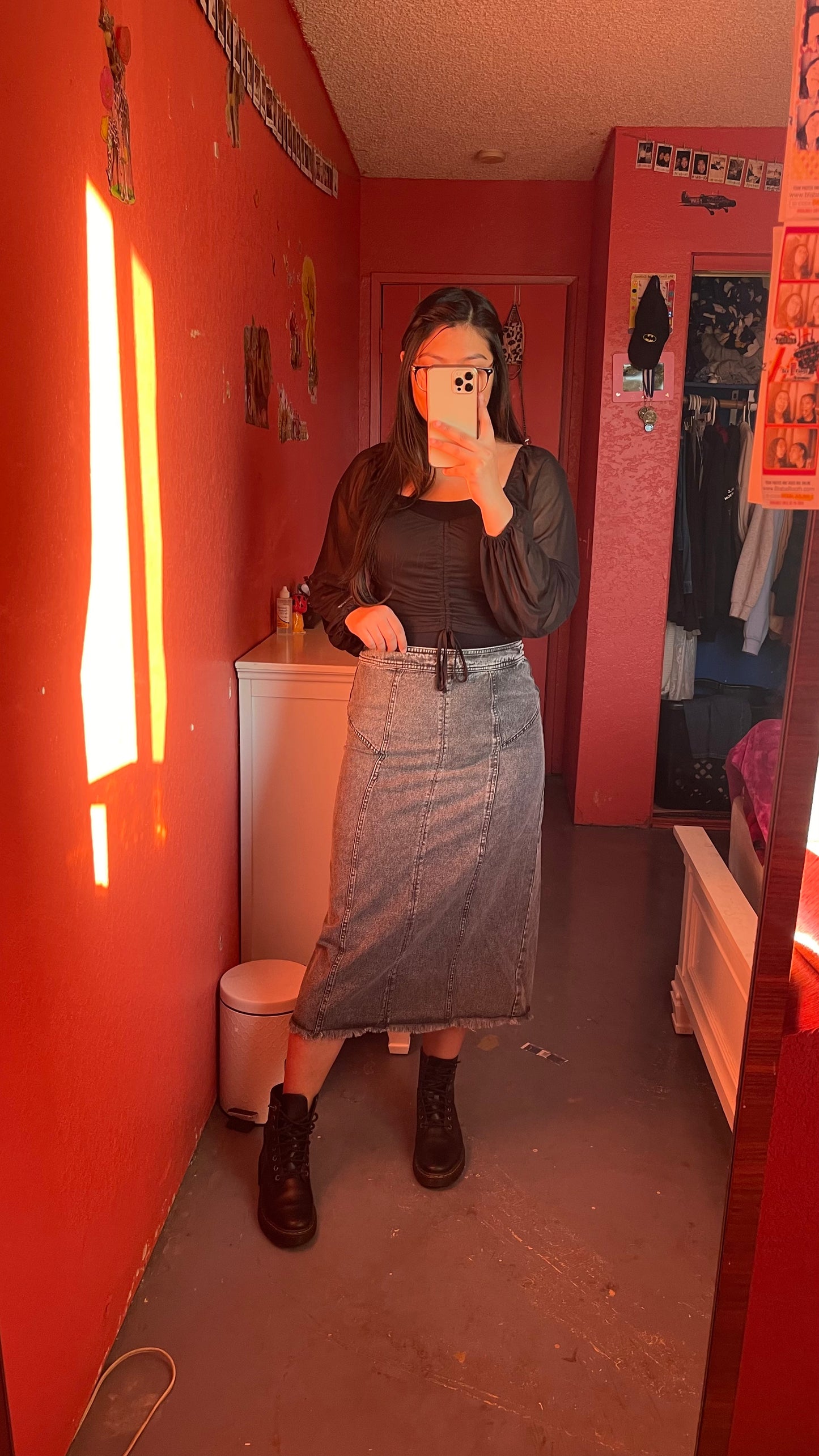 Faded Black Denim Skirt(Final sale)