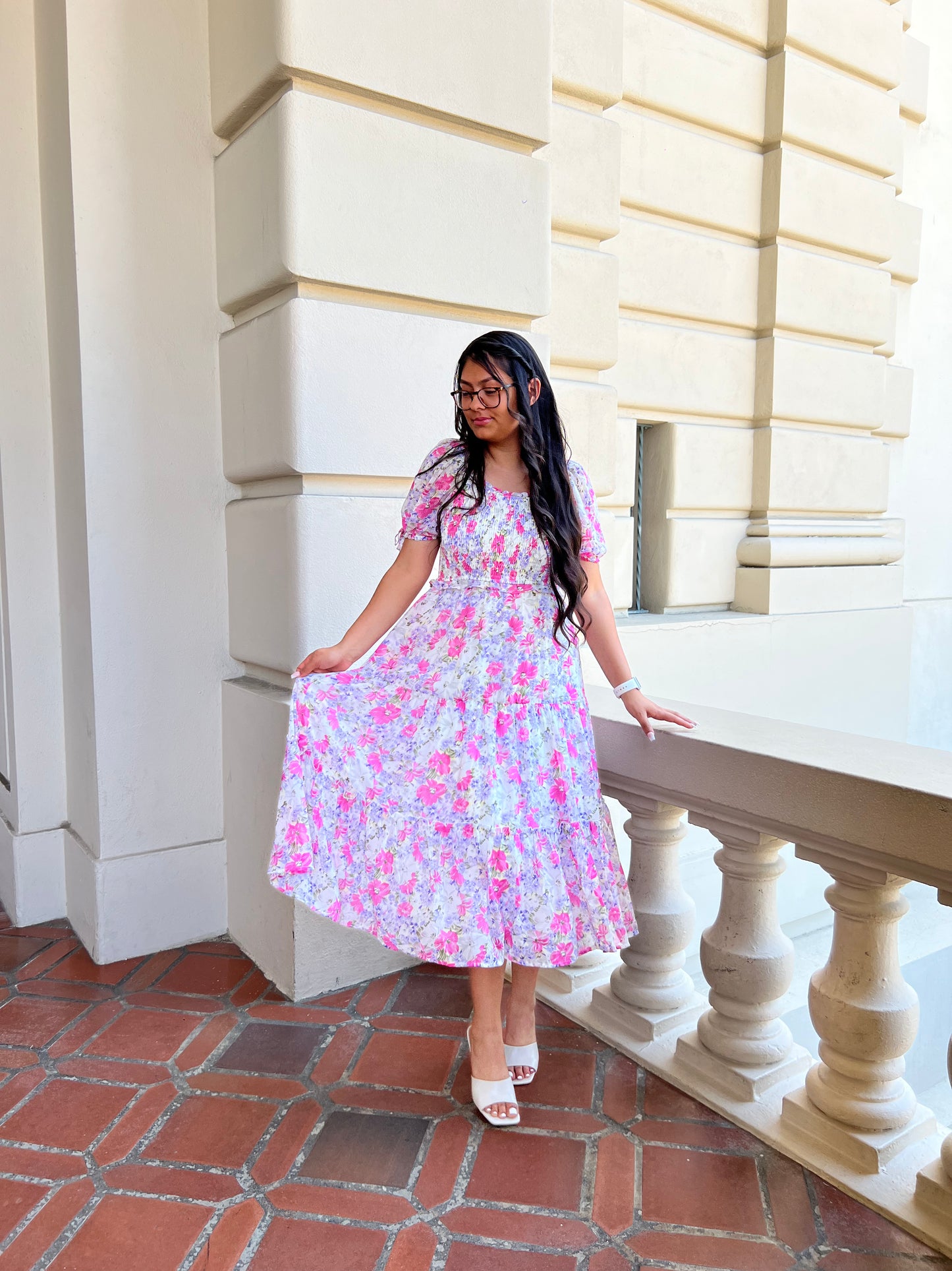pink peonies dresses The Carmen Dress in Pink Peony Print 2